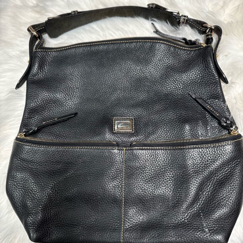 Rare Vintage Dooney & Bourke Large Black Leather Shopper Hobo Tote Bag